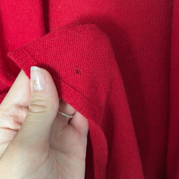 Neiman Marcus 100% Cashmere Christmas Red Open Face Cardigan XL - Picture 5 of 8